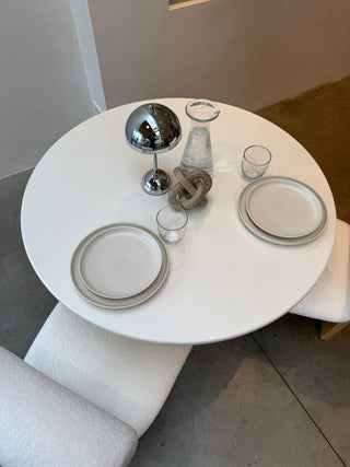 Japandi Ronde Eettafel – Betonlook Ivory
